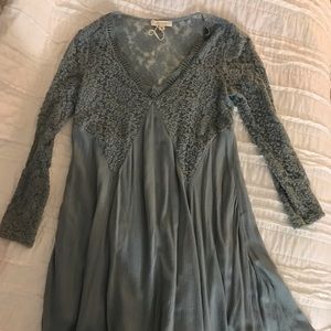 Half lace long sleeve dress